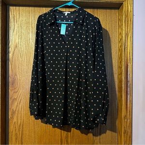 Plus Size Atwood Pleated Polka Dot Blouse